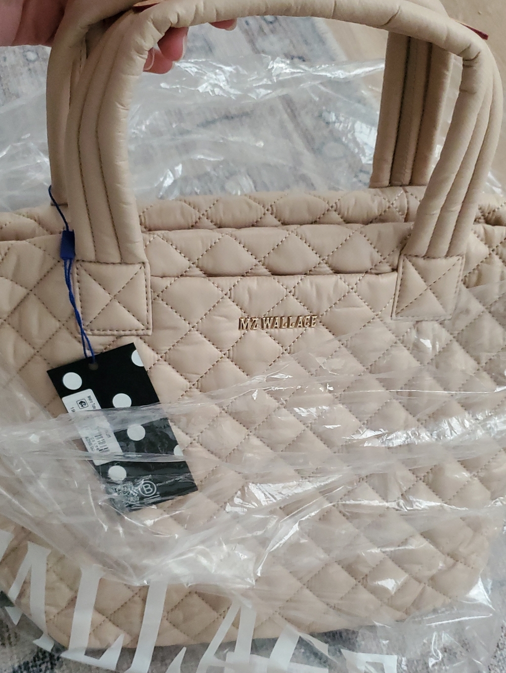 NWT MZ Wallace Neutral Quilted Small Metro Tote Deluxe Bag Zip Tote Buff - Picture 5 of 12